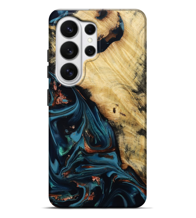 Galaxy S26 Ultra Wood Live Edge Phone Case - Kelvin (Teal & Gold, 814381)
