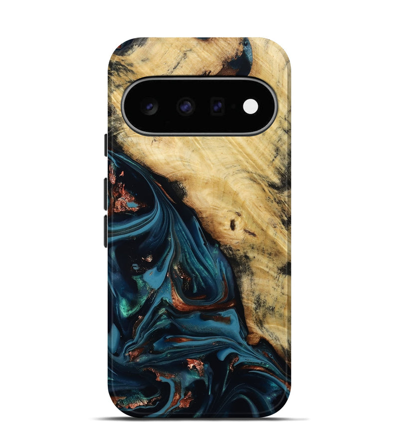 Pixel 11 Wood Live Edge Phone Case - Kelvin (Teal & Gold, 814381)