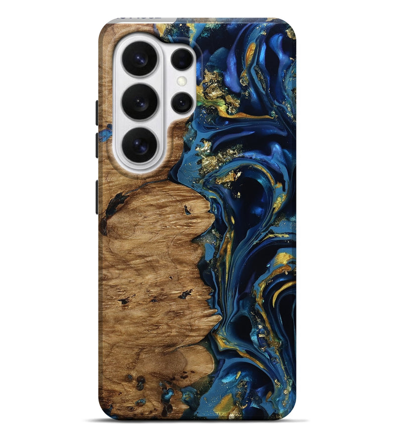 Galaxy S26 Ultra Wood Live Edge Phone Case - Kirsten (Teal & Gold, 814382)