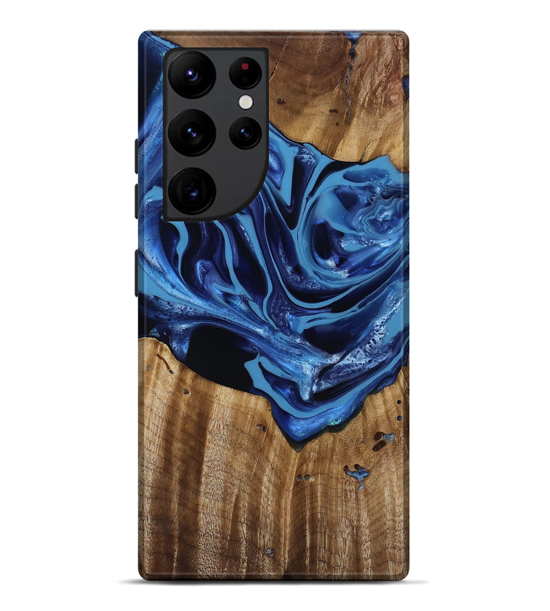 Galaxy S22 Ultra Wood Live Edge Phone Case - Jazlene (Blue, 814383)