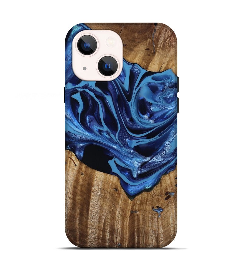iPhone 13 Wood Live Edge Phone Case - Jazlene (Blue, 814383)