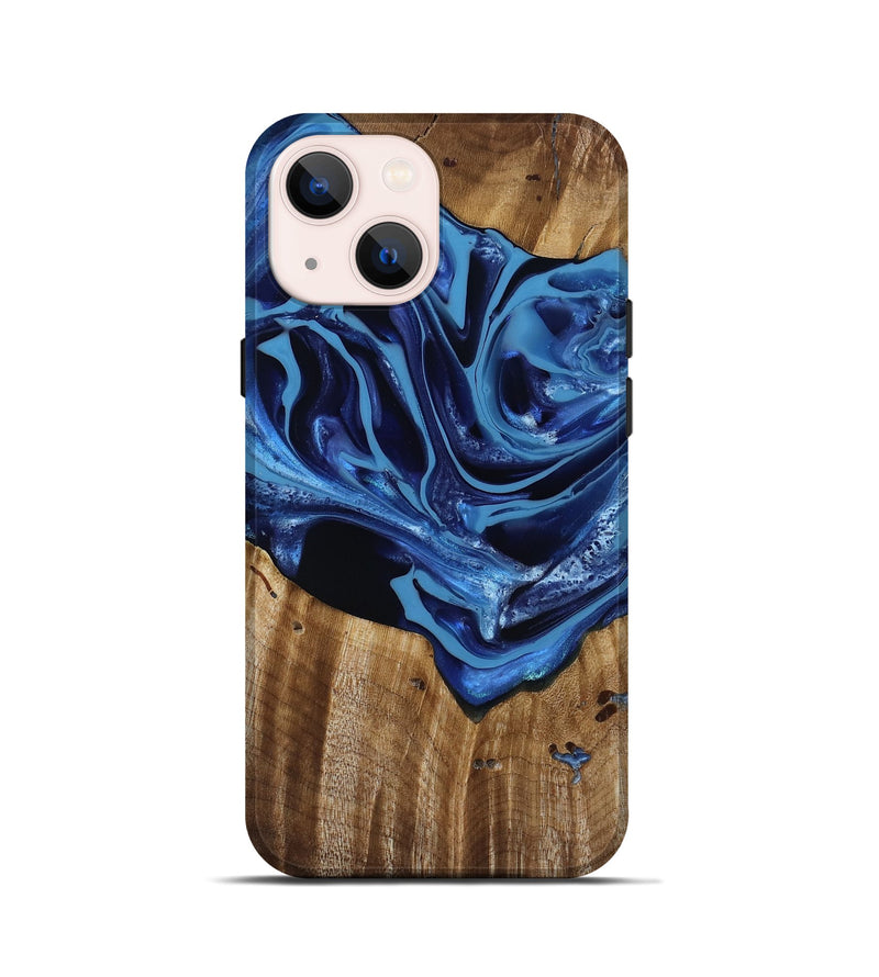 iPhone 13 mini Wood Live Edge Phone Case - Jazlene (Blue, 814383)