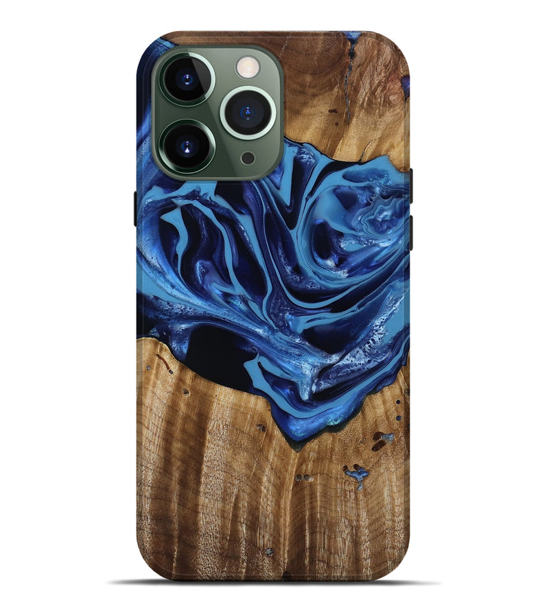 iPhone 13 Pro Max Wood Live Edge Phone Case - Jazlene (Blue, 814383)