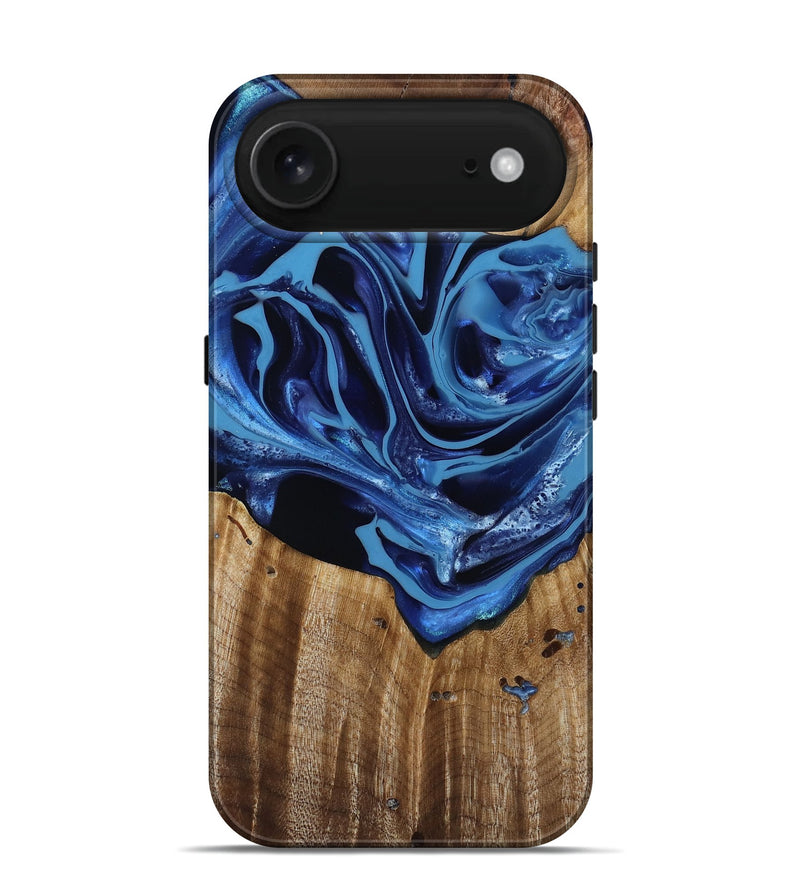 iPhone 17 Air Wood Live Edge Phone Case - Jazlene (Blue, 814383)