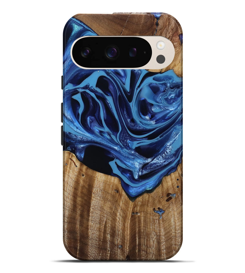 Pixel 9 Pro XL Wood Live Edge Phone Case - Jazlene (Blue, 814383)