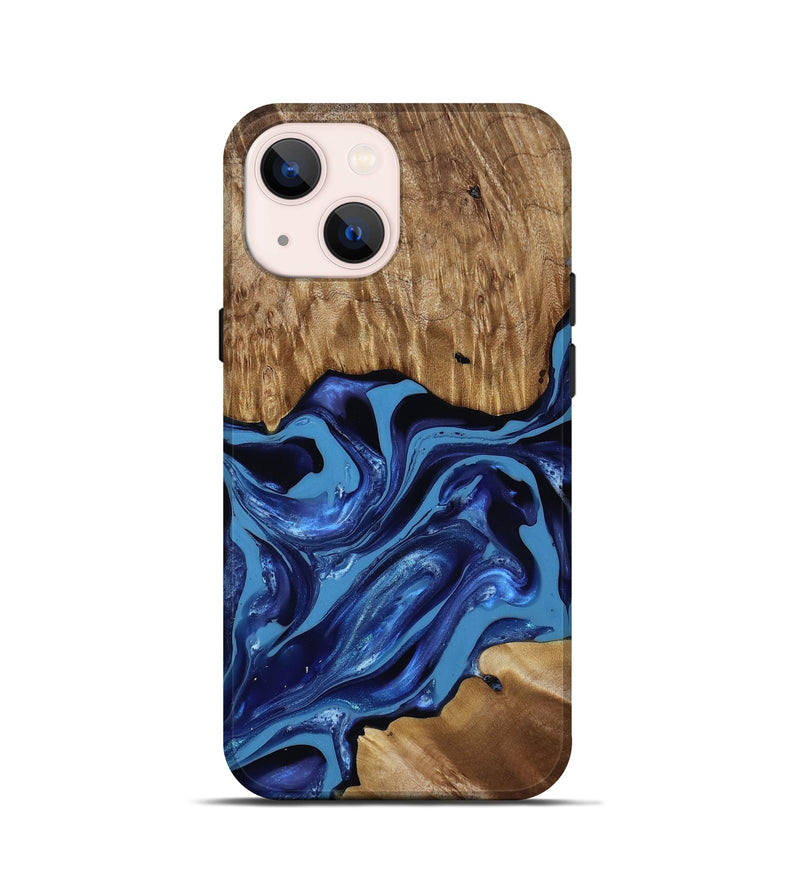 iPhone 13 mini Wood Live Edge Phone Case - Johnson (Blue, 814391)