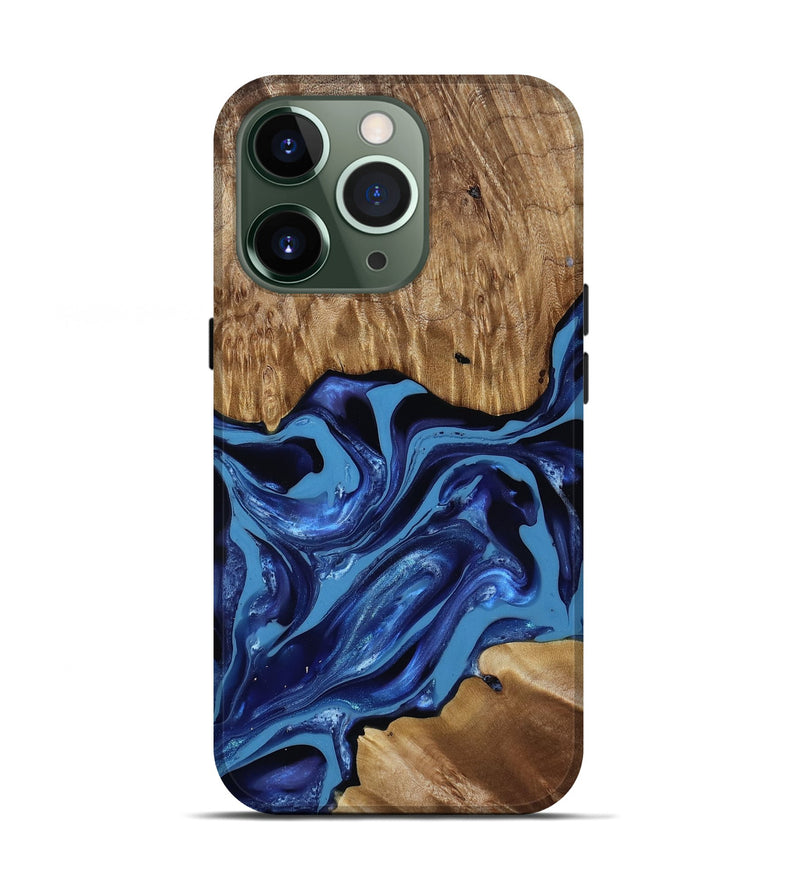 iPhone 13 Pro Wood Live Edge Phone Case - Johnson (Blue, 814391)