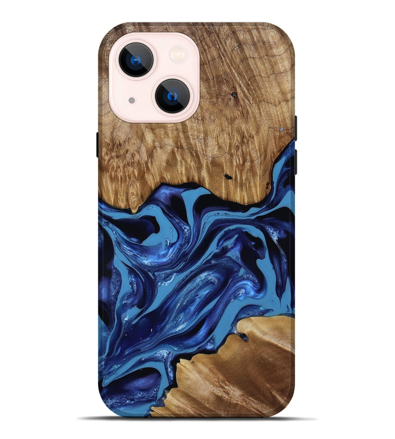 iPhone 14 Plus Wood Live Edge Phone Case - Johnson (Blue, 814391)