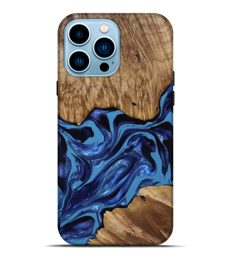 iPhone 14 Pro Max Wood Live Edge Phone Case - Johnson (Blue, 814391)