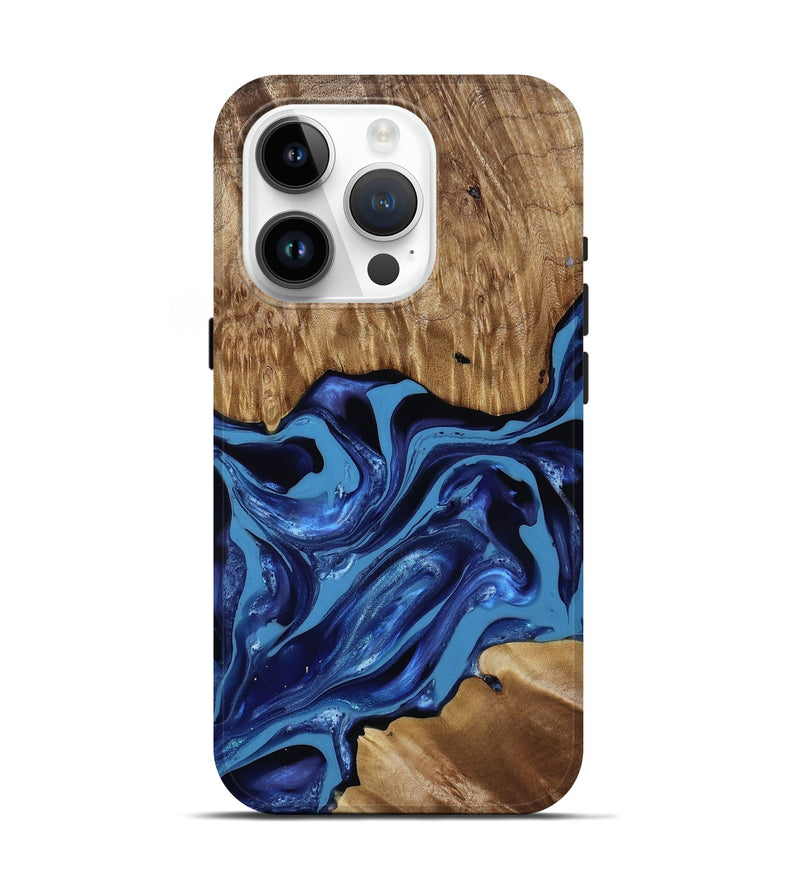 iPhone 15 Pro Wood Live Edge Phone Case - Johnson (Blue, 814391)