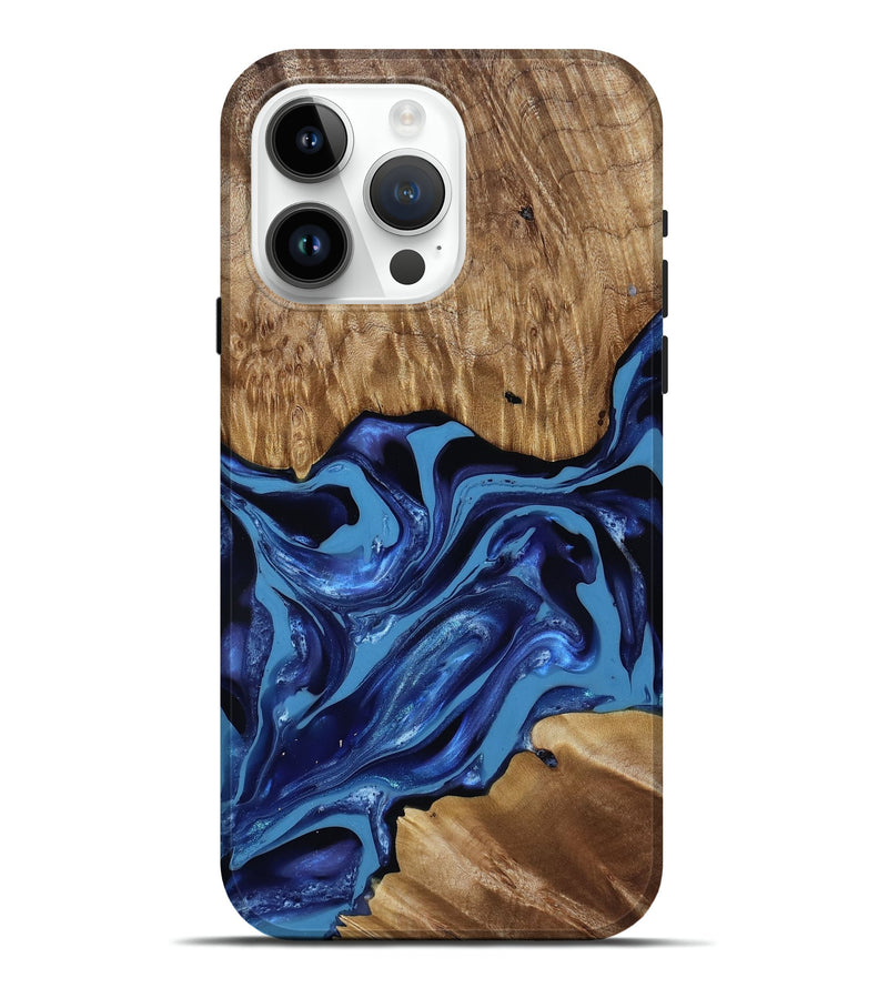 iPhone 15 Pro Max Wood Live Edge Phone Case - Johnson (Blue, 814391)