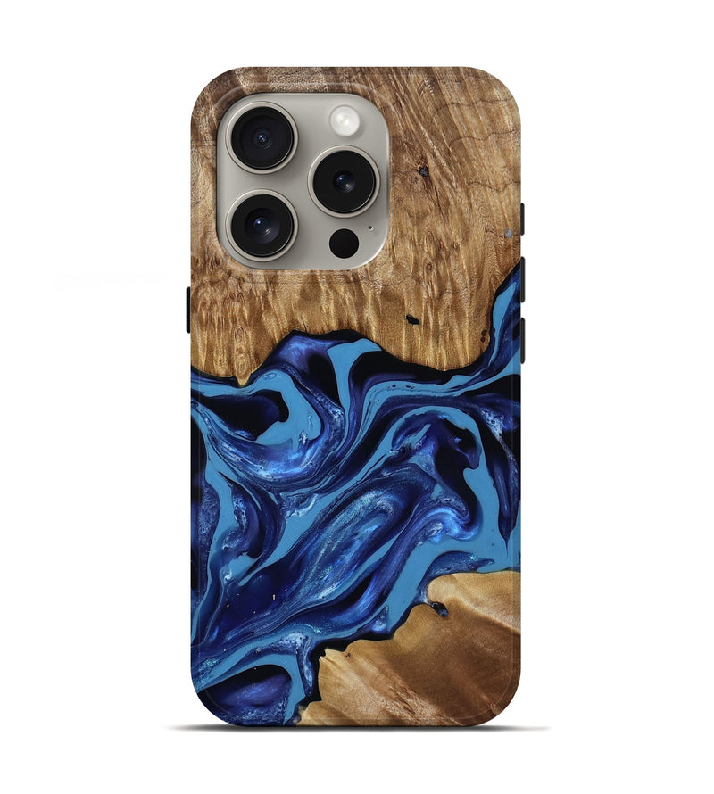 iPhone 16 Pro Wood Live Edge Phone Case - Johnson (Blue, 814391)
