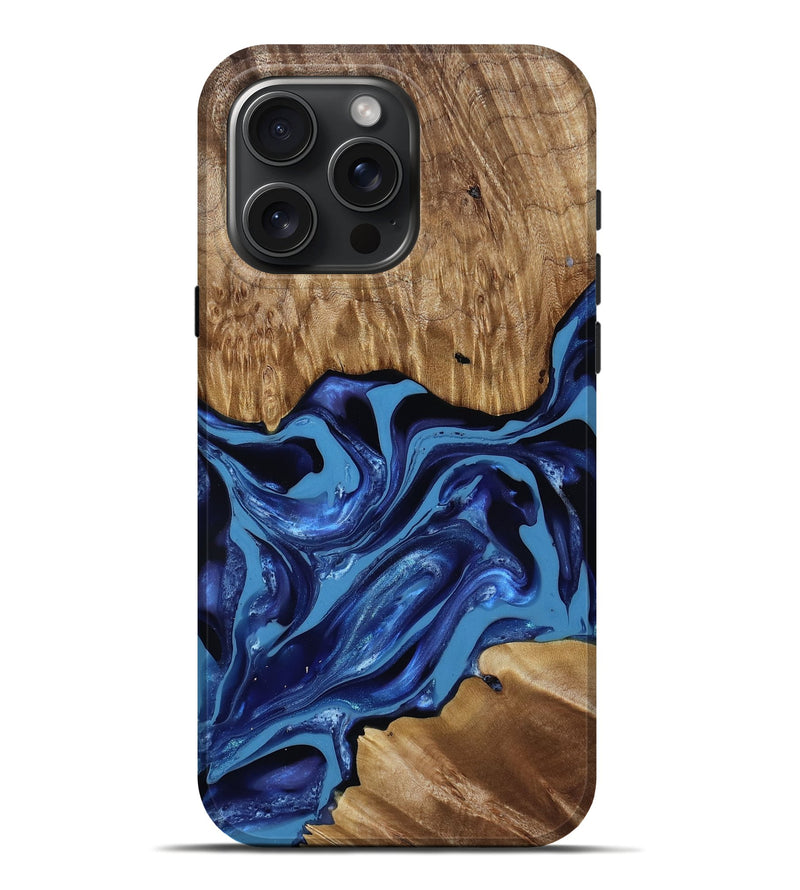 iPhone 16 Pro Max Wood Live Edge Phone Case - Johnson (Blue, 814391)