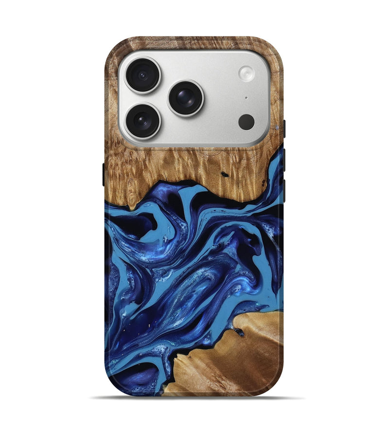iPhone 17 Pro Wood Live Edge Phone Case - Johnson (Blue, 814391)