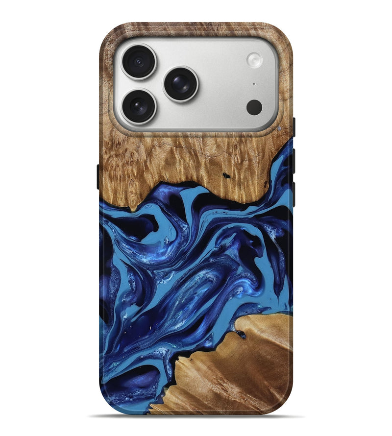 iPhone 17 Pro Max Wood Live Edge Phone Case - Johnson (Blue, 814391)
