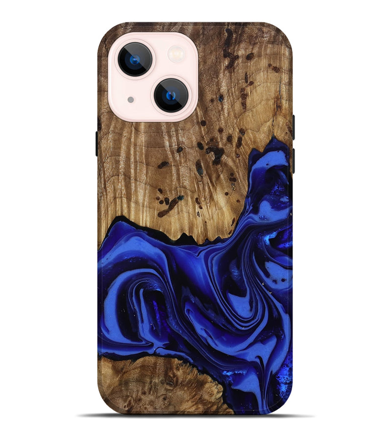 iPhone 14 Plus Wood Live Edge Phone Case - Chaim (Blue, 814392)