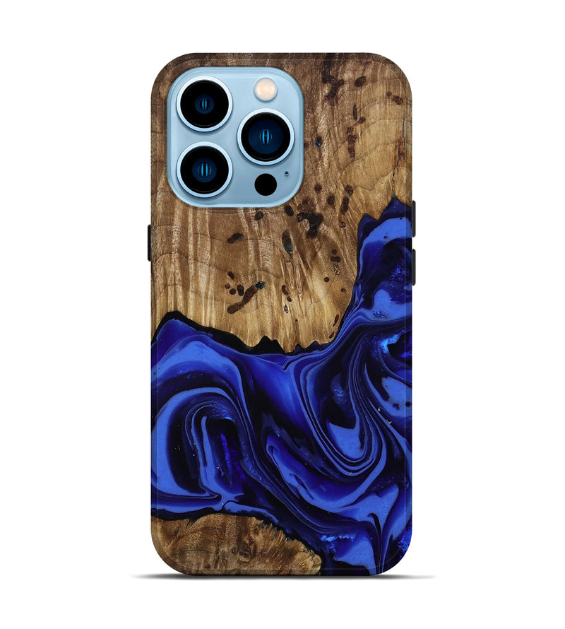 iPhone 14 Pro Wood Live Edge Phone Case - Chaim (Blue, 814392)