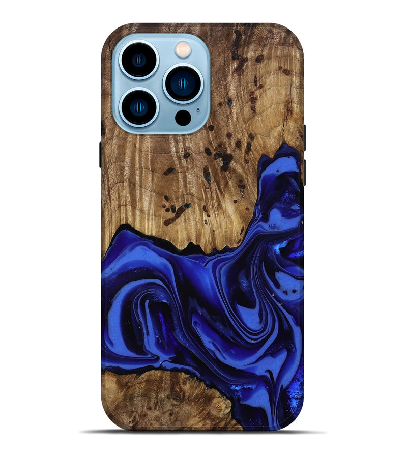 iPhone 14 Pro Max Wood Live Edge Phone Case - Chaim (Blue, 814392)