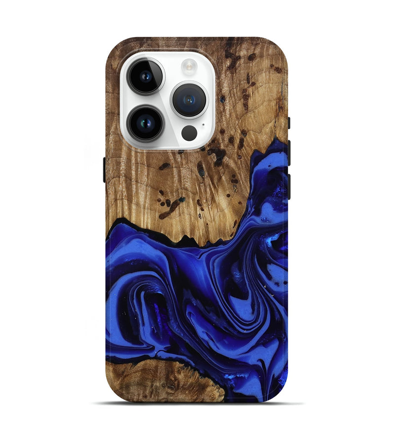 iPhone 15 Pro Wood Live Edge Phone Case - Chaim (Blue, 814392)