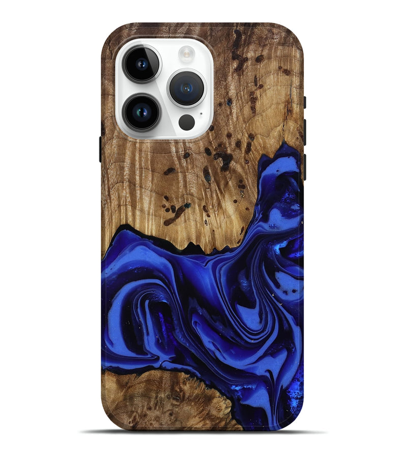 iPhone 15 Pro Max Wood Live Edge Phone Case - Chaim (Blue, 814392)