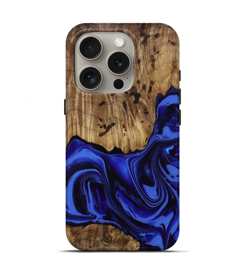 iPhone 16 Pro Wood Live Edge Phone Case - Chaim (Blue, 814392)