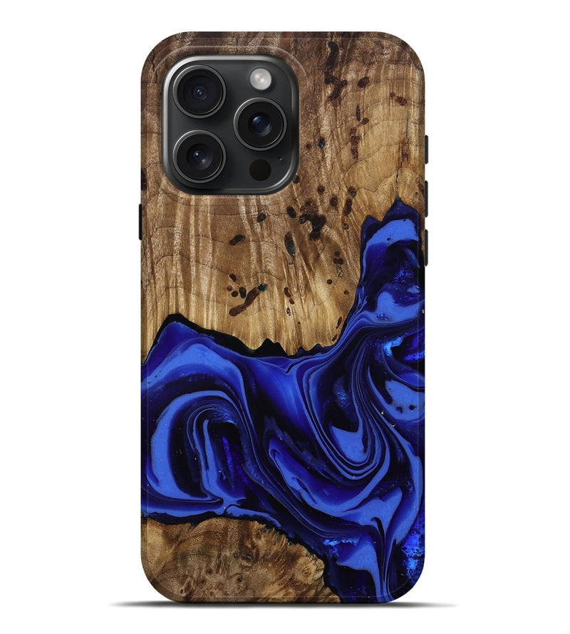 iPhone 16 Pro Max Wood Live Edge Phone Case - Chaim (Blue, 814392)