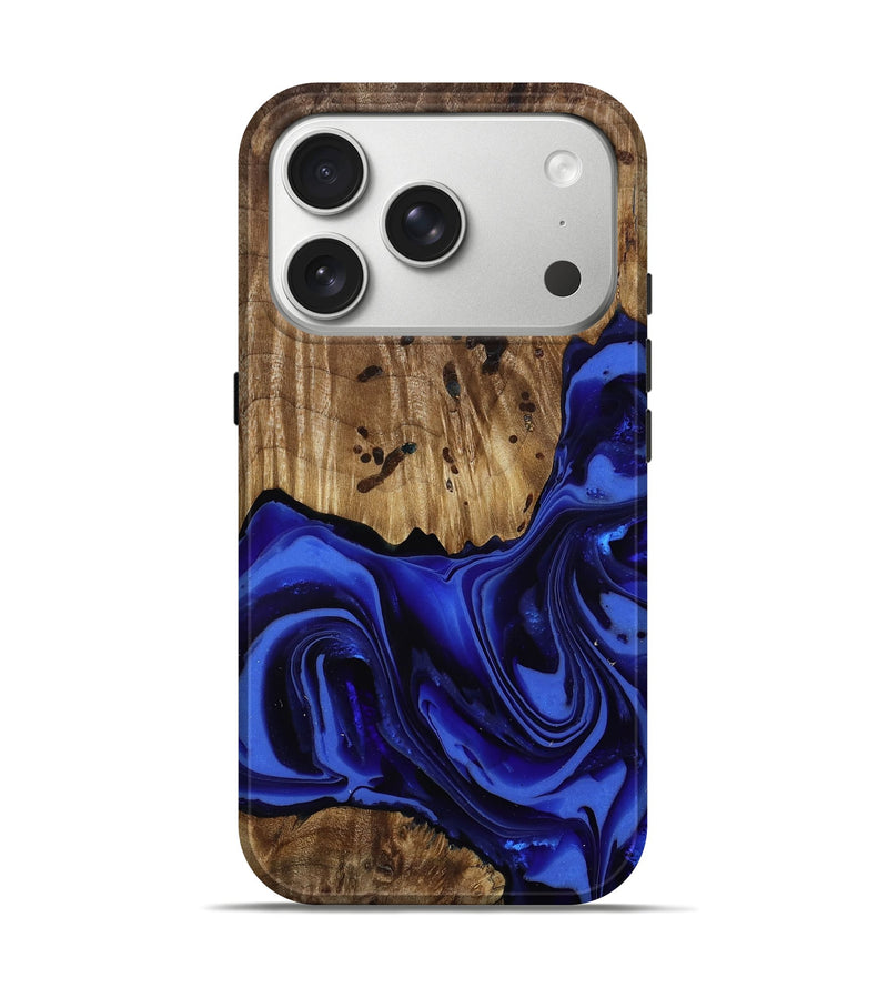 iPhone 17 Pro Wood Live Edge Phone Case - Chaim (Blue, 814392)