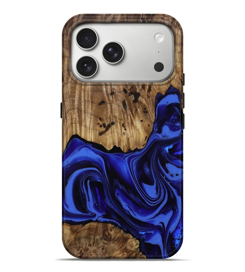 iPhone 17 Pro Max Wood Live Edge Phone Case - Chaim (Blue, 814392)