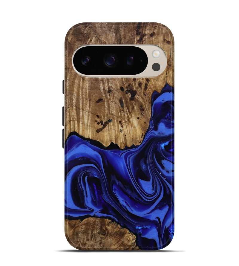 Pixel 9 Pro Wood Live Edge Phone Case - Chaim (Blue, 814392)