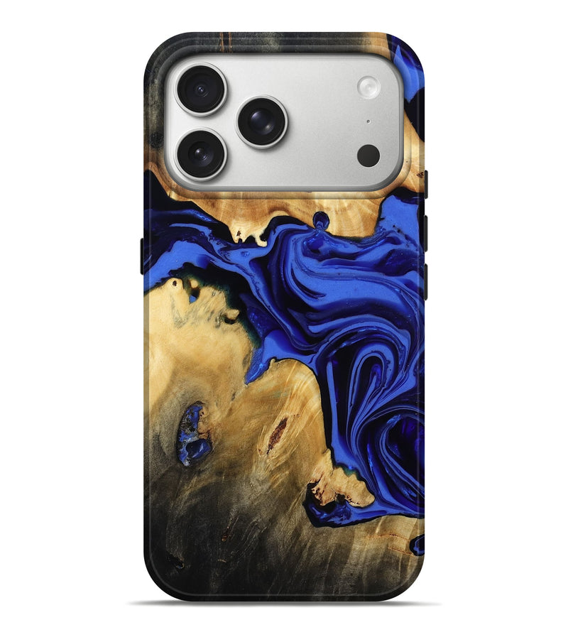 iPhone 17 Pro Max Wood Live Edge Phone Case - Edwin (Blue, 814395)