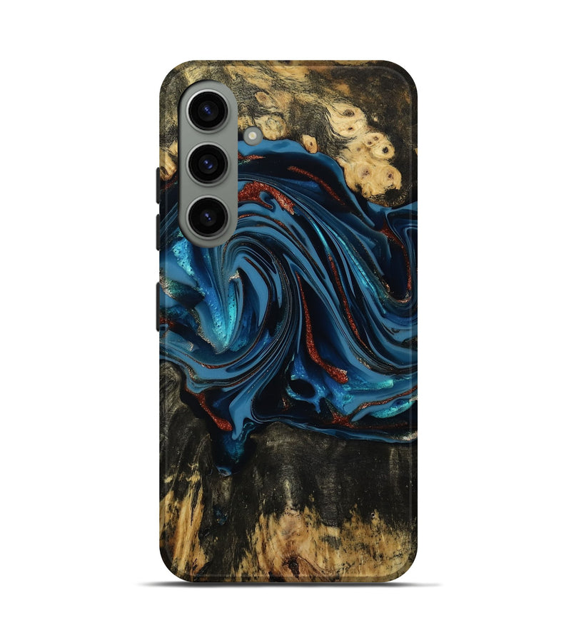 Galaxy S24 Wood Live Edge Phone Case - Artis (Teal & Gold, 814398)