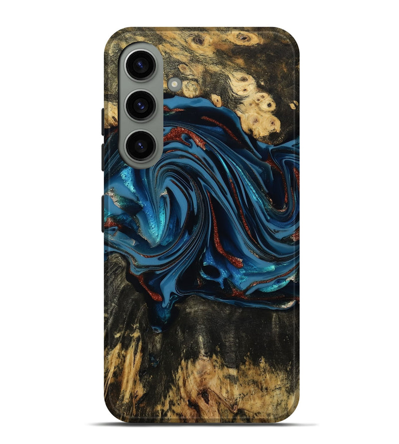 Galaxy S24 Plus Wood Live Edge Phone Case - Artis (Teal & Gold, 814398)