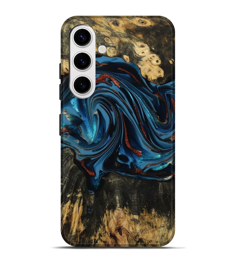Galaxy S25 Plus Wood Live Edge Phone Case - Artis (Teal & Gold, 814398)