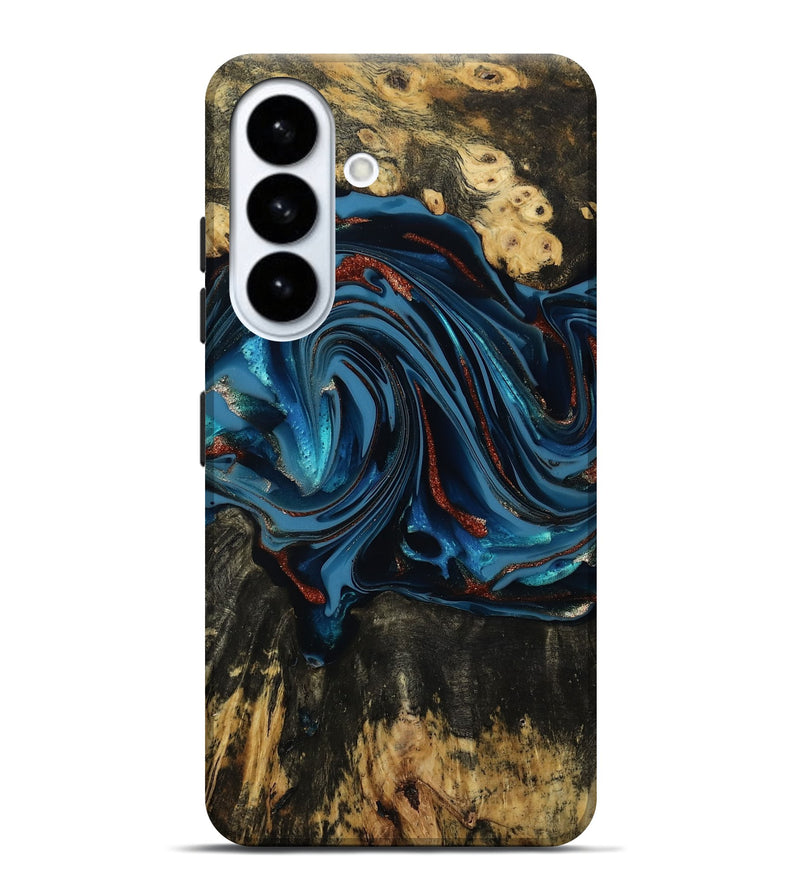 Galaxy S26 Plus Wood Live Edge Phone Case - Artis (Teal & Gold, 814398)