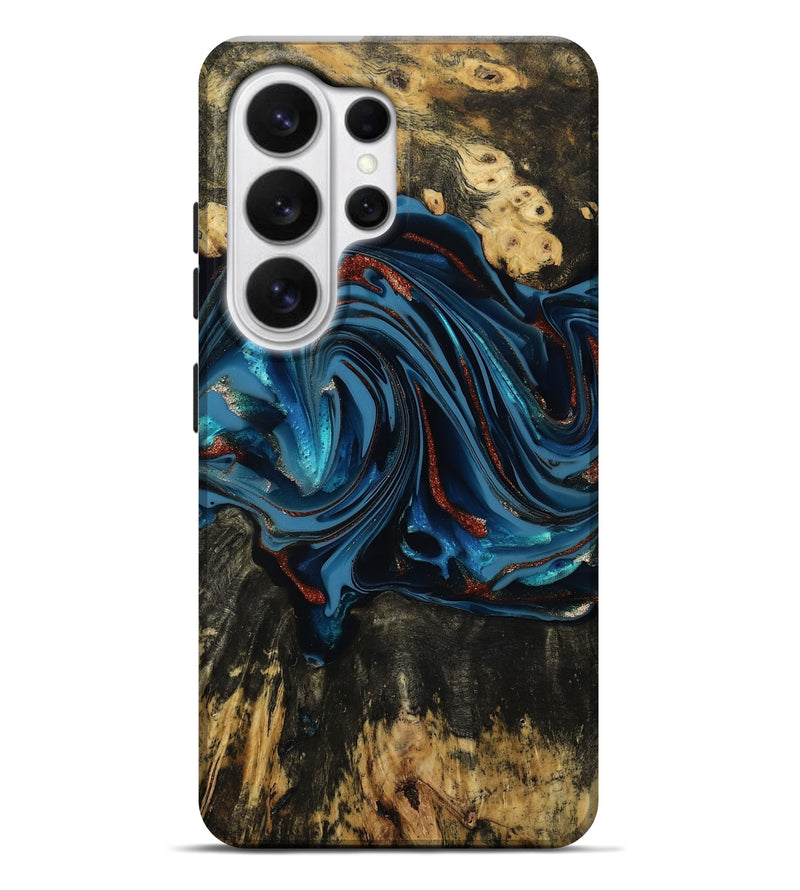 Galaxy S26 Ultra Wood Live Edge Phone Case - Artis (Teal & Gold, 814398)