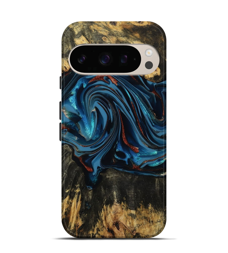 Pixel 10 Pro Wood Live Edge Phone Case - Artis (Teal & Gold, 814398)