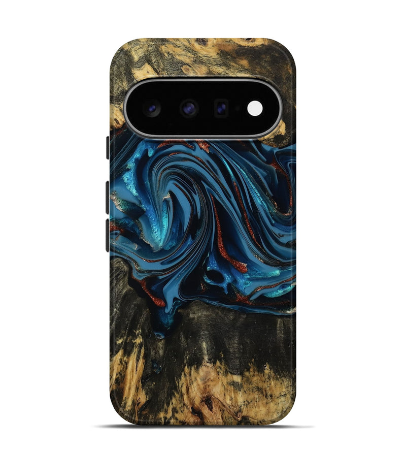 Pixel 11 Pro Wood Live Edge Phone Case - Artis (Teal & Gold, 814398)