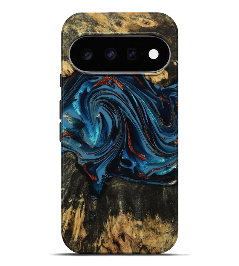 Pixel 11 Pro XL Wood Live Edge Phone Case - Artis (Teal & Gold, 814398)