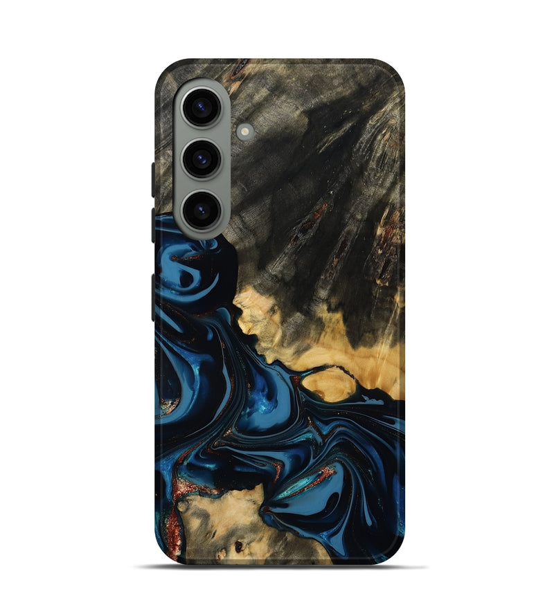 Galaxy S24 Wood Live Edge Phone Case - Myra (Teal & Gold, 814404)