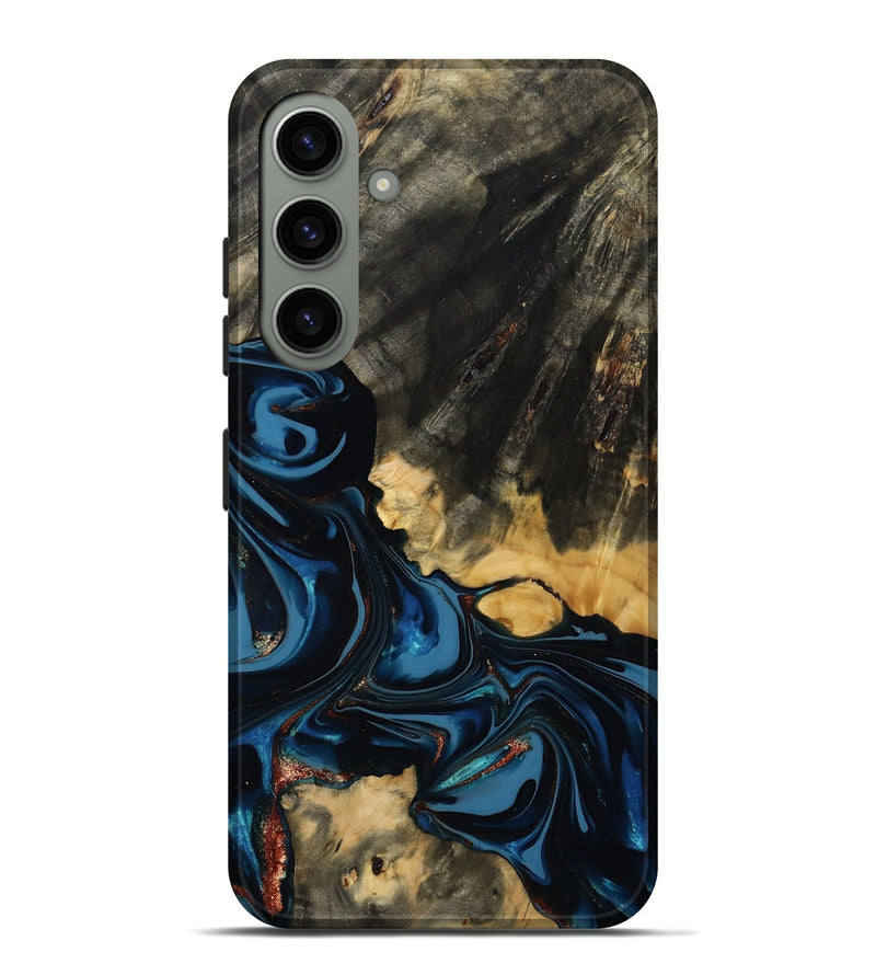 Galaxy S24 Plus Wood Live Edge Phone Case - Myra (Teal & Gold, 814404)