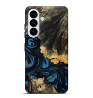 Galaxy S26 Plus Wood Live Edge Phone Case - Myra (Teal & Gold, 814404)