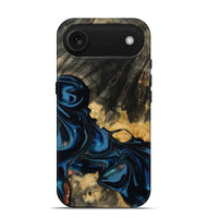 iPhone 17 Air Wood Live Edge Phone Case - Myra (Teal & Gold, 814404)