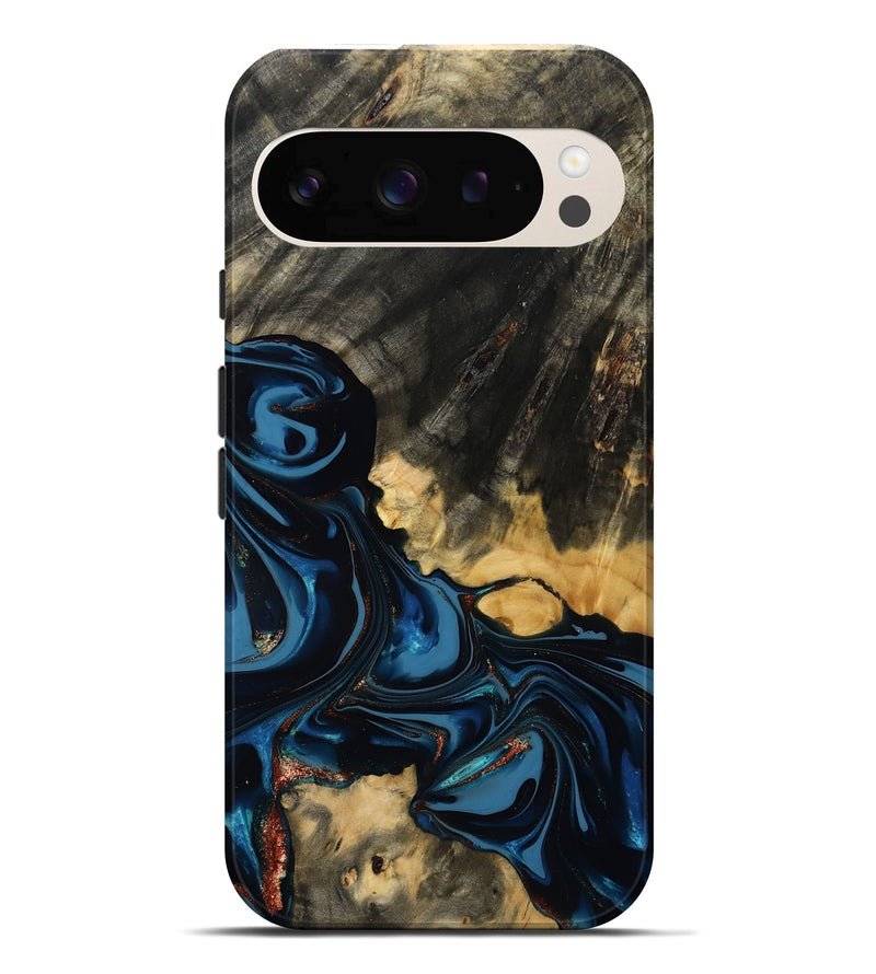 Pixel 10 Pro XL Wood Live Edge Phone Case - Myra (Teal & Gold, 814404)