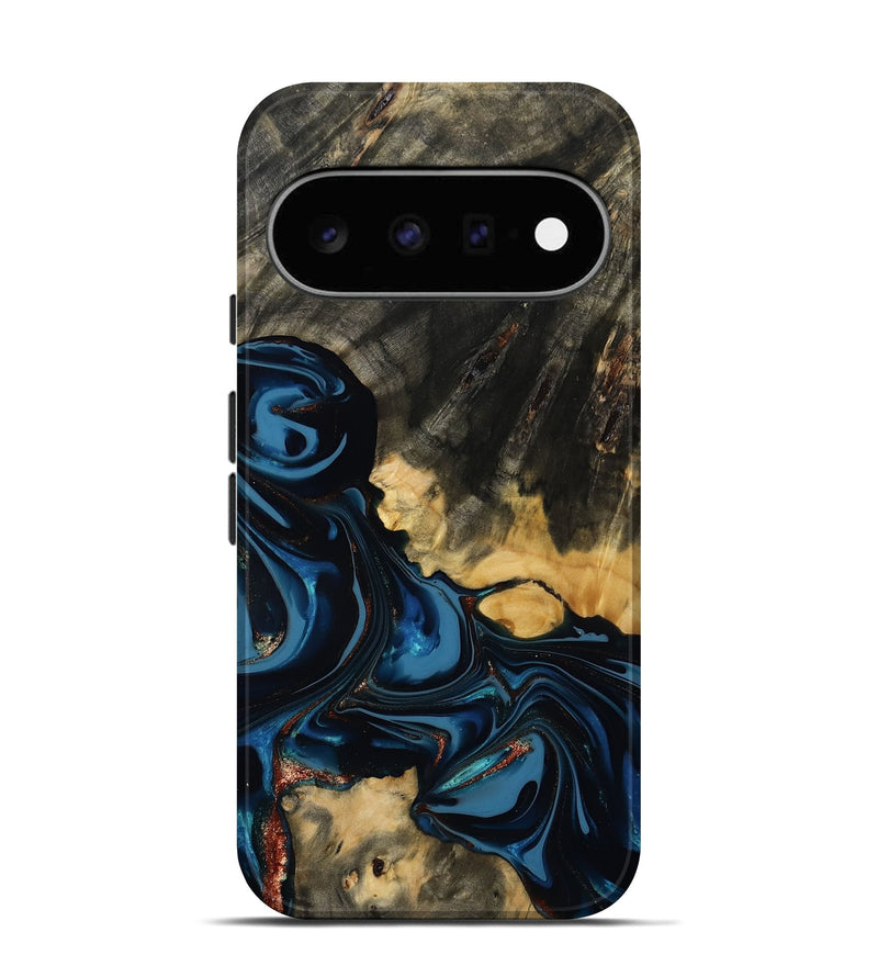 Pixel 11 Wood Live Edge Phone Case - Myra (Teal & Gold, 814404)