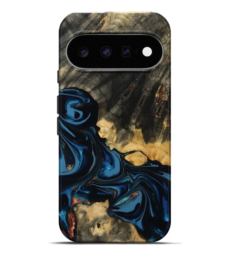 Pixel 11 Pro XL Wood Live Edge Phone Case - Myra (Teal & Gold, 814404)