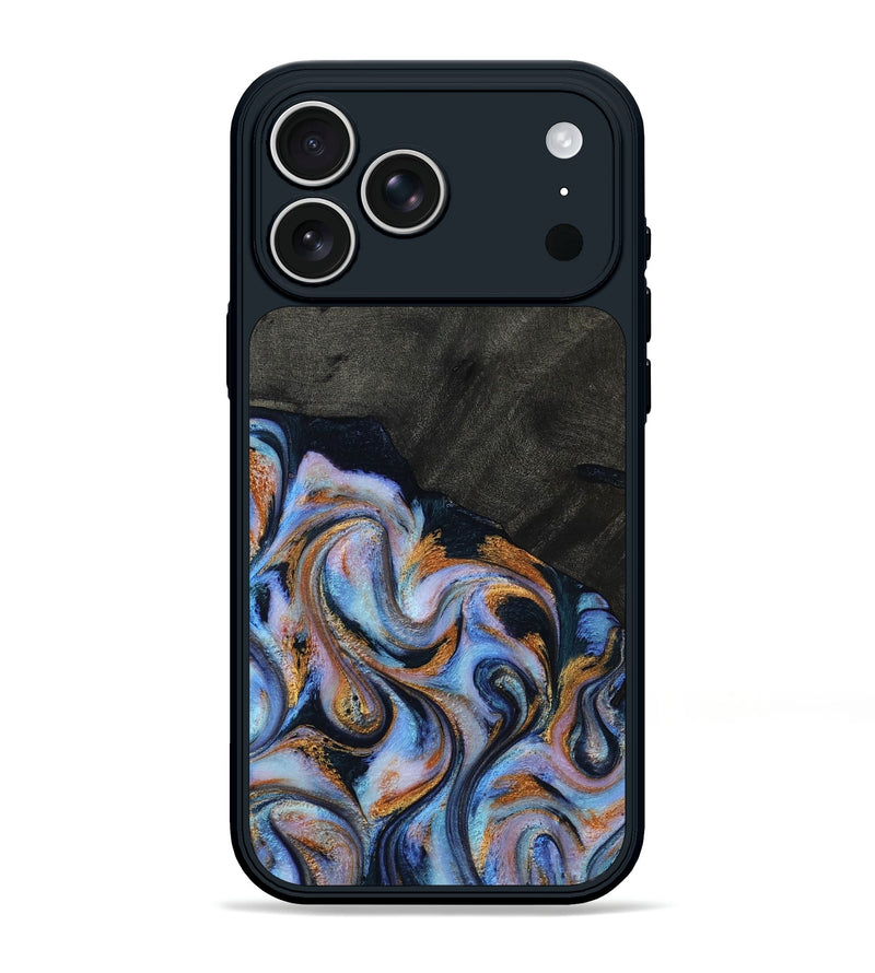 iPhone 17 Pro Max Wood Phone Case - Hollie (Teal & Gold, 814500)