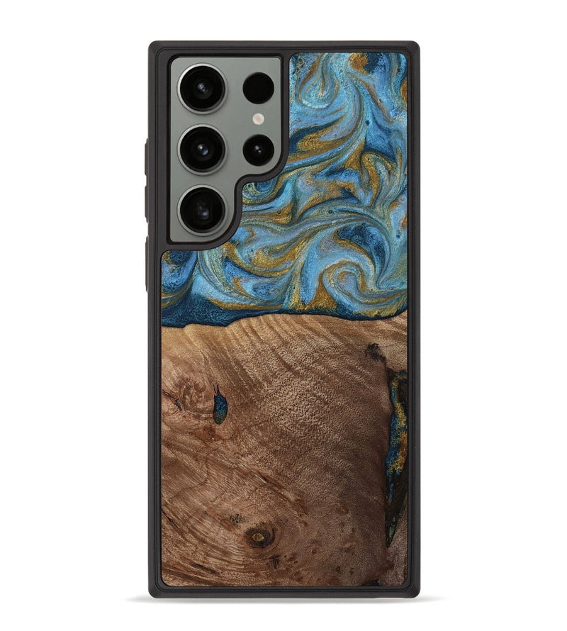Galaxy S23 Ultra Wood Phone Case - Altha (Teal & Gold, 814501)