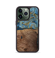 iPhone 13 Pro Wood Phone Case - Altha (Teal & Gold, 814501)