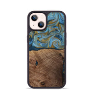 iPhone 14 Wood Phone Case - Altha (Teal & Gold, 814501)