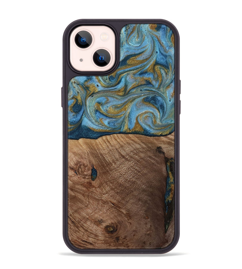 iPhone 14 Plus Wood Phone Case - Altha (Teal & Gold, 814501)